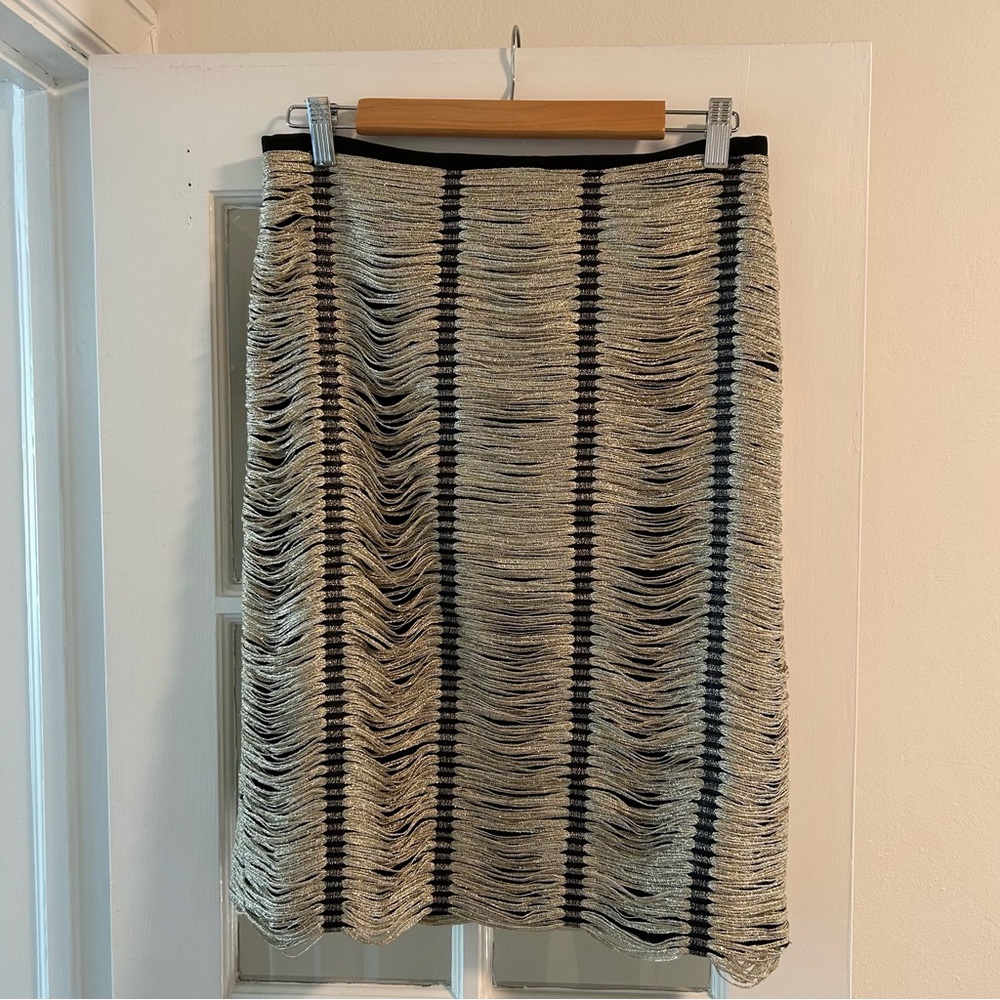 Erica Tanov metallic striped midi skirt
